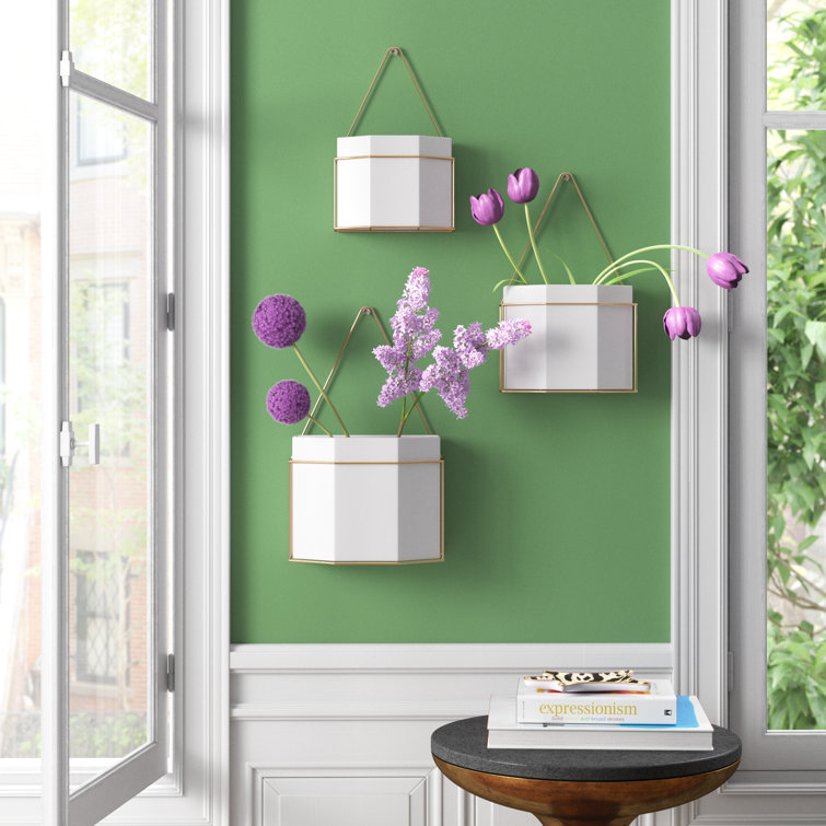 Etta Avenue™ Myla 3Piece Metal Wall Planter Set & Reviews Wayfair